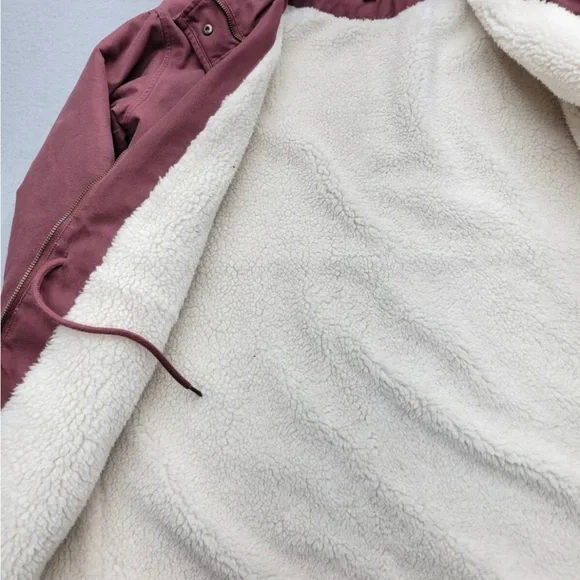 Universal Thread Sherpa Lined Canvas Winter Coat Zip & Snap Hood Insulat… - Picture 5 of 9